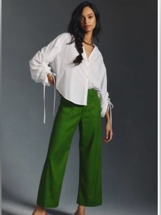Maeve Denim - Maeve by Anthropologie The Colette Wide-Leg Pants | Size 26 | Kelly Green